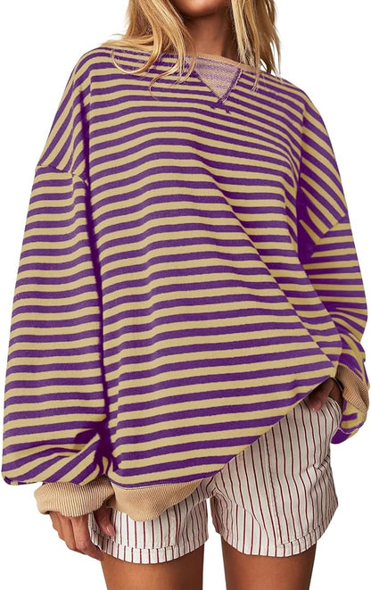 Genci Striped Oversized Sweatshirt - Y2k Top