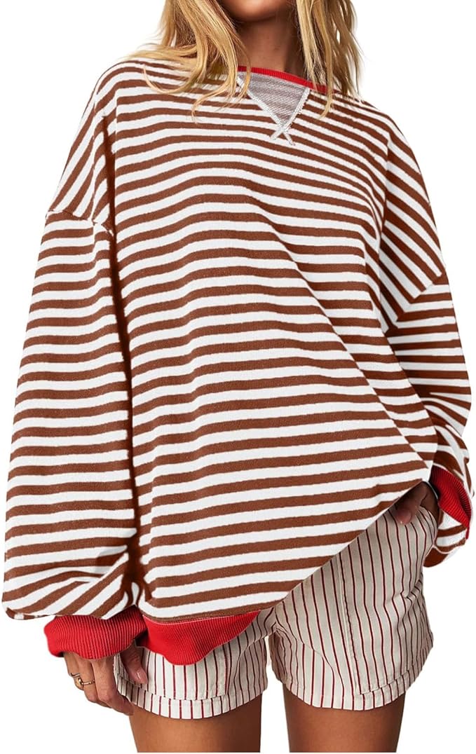 Genci Striped Oversized Sweatshirt - Y2k Top