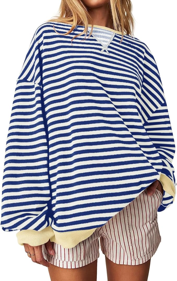 Genci Striped Oversized Sweatshirt - Y2k Top