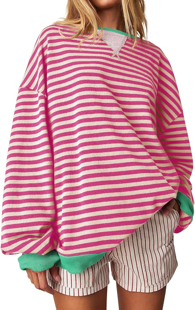 Genci Striped Oversized Sweatshirt - Y2k Top